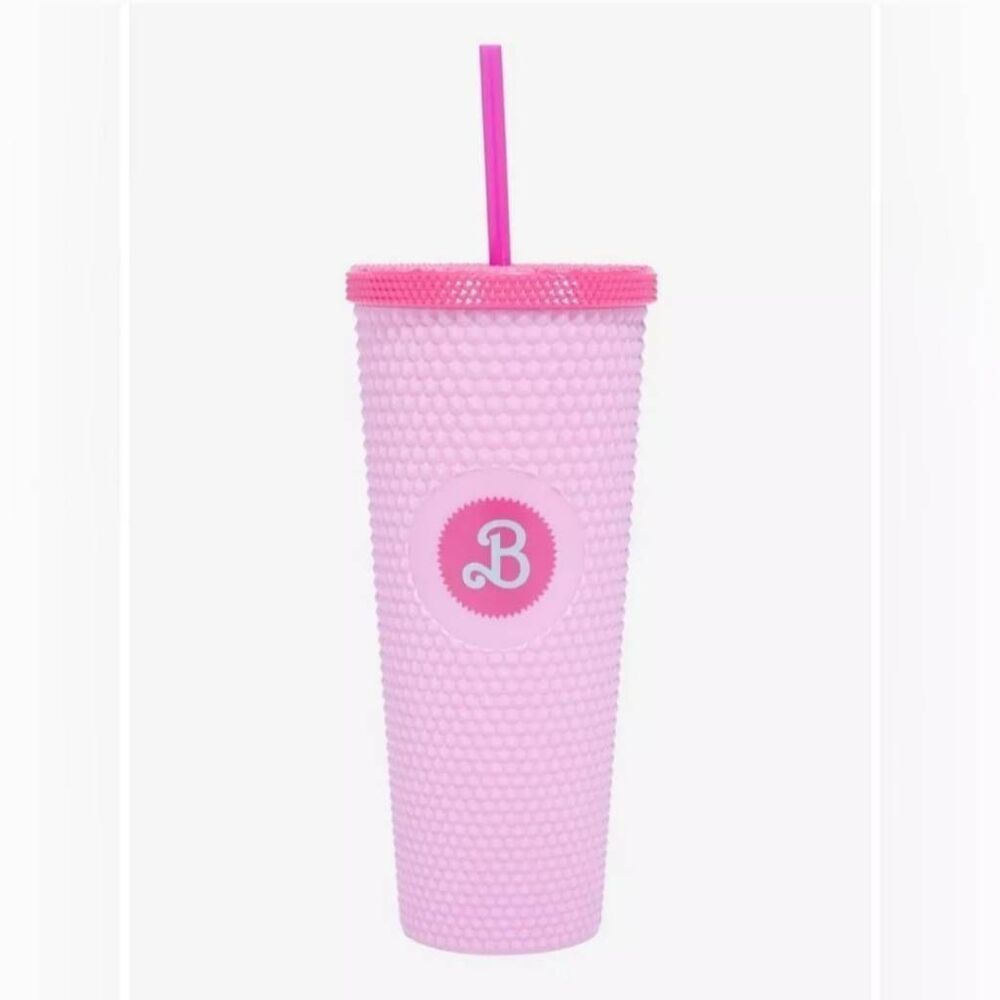 Barbie Set of 3 Pink Large Pyramid Acrylic Travel Cups